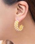 Pearl Lattice Hoop Earrings