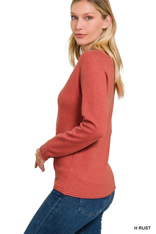 Zenana Viscose Round Neck Basic Sweater