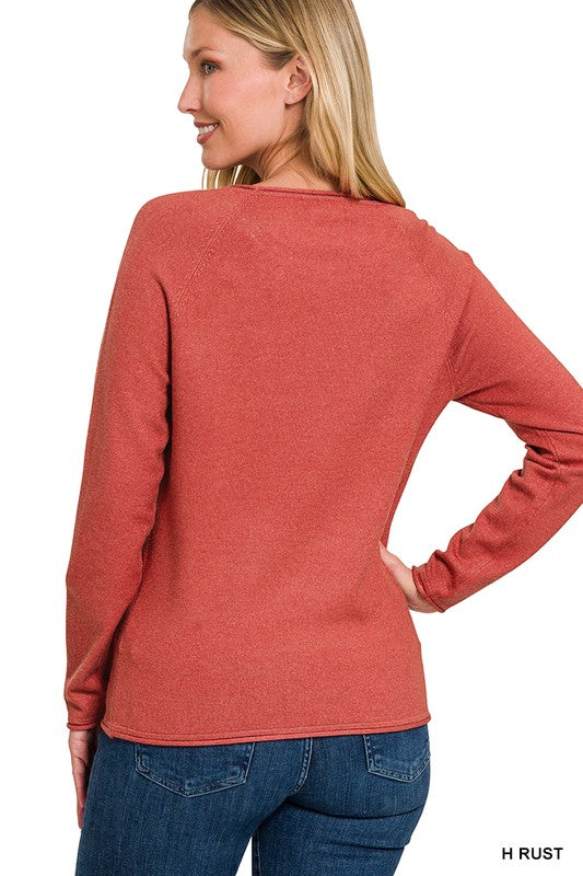 Zenana Viscose Round Neck Basic Sweater