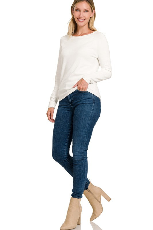 Zenana Viscose Round Neck Basic Sweater