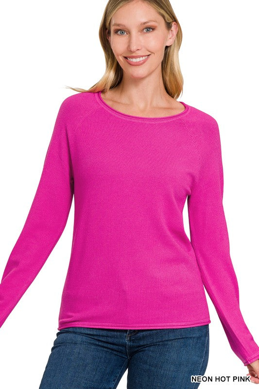 Zenana Viscose Round Neck Basic Sweater