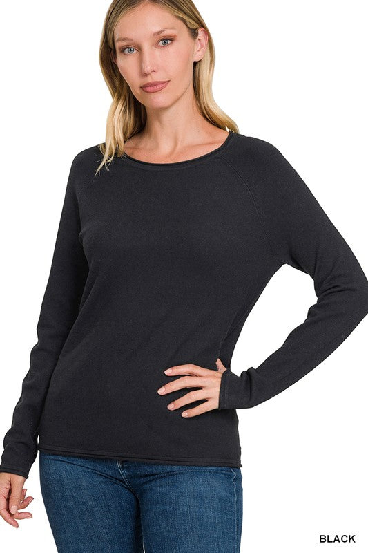 Zenana Viscose Round Neck Basic Sweater