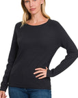 Zenana Viscose Round Neck Basic Sweater