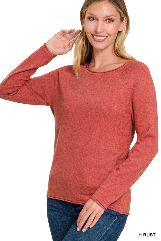 Zenana Viscose Round Neck Basic Sweater