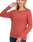 Zenana Viscose Round Neck Basic Sweater