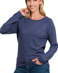 Zenana Viscose Round Neck Basic Sweater