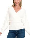 Viscose Cross Wrap Pullover Sweater