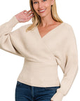 Viscose Cross Wrap Pullover Sweater