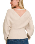 Viscose Cross Wrap Pullover Sweater