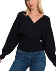 Viscose Cross Wrap Pullover Sweater