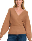 Viscose Cross Wrap Pullover Sweater