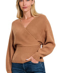 Viscose Cross Wrap Pullover Sweater