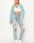 Artemis Vintage High Rise Distressed Straight Jeans