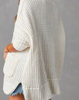 Ribbed Knit Open Front Cardigan With Pockets