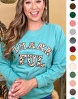 Leopard Ideal Chenille Thankful Graphic Sweatshirt