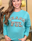 Leopard Ideal Chenille Thankful Graphic Sweatshirt