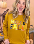 Soft Chenille Hello Fall Graphic BF LS T-Shirt