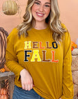 Soft Chenille Hello Fall Graphic BF LS T-Shirt