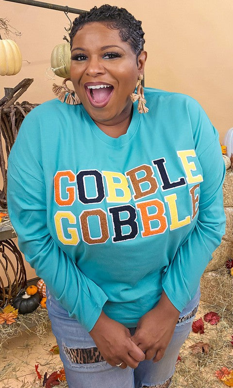 Soft Ideal Chenille Gobble Gobble Graphic Tee