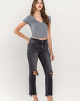 VERVET by Flying Monkey High Rise Stretch Distressed Crop Slim Straight