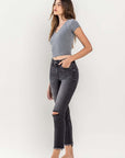 VERVET by Flying Monkey High Rise Stretch Distressed Crop Slim Straight