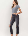 VERVET by Flying Monkey High Rise Stretch Distressed Crop Slim Straight