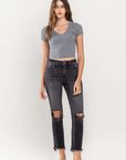 VERVET by Flying Monkey High Rise Stretch Distressed Crop Slim Straight