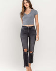 VERVET by Flying Monkey High Rise Stretch Distressed Crop Slim Straight