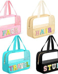 Chenille Letter Clear Travel Bag Luggage Makeup