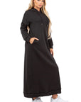 Sexy Long Hoodie Dress by Claude in Black