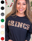 Leopard Ideal Chenille Grinch Long Sleeve T-Shirt