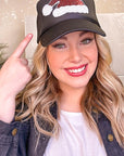 Santa Hat Sparkle Trucker Hat in Black