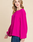 BOMBOM Textured Balloon Sleeve Top