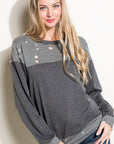 e Luna Distressed French Terry Sweatshirts