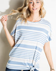 e Luna Striped Front Tie Top