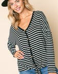 e Luna Striped Button Down Top