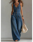 Relaxed Washed Denim Straight-Leg Jumpsuit