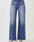 RISEN High Waist Raw Hem Wide Leg Jeans