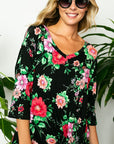 e Luna PLUS Floral Twisted Front Bottom Top