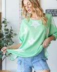 HOPELY Star Pattern Oversized Waffle T-Shirt