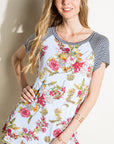 e Luna Pin Striped Floral Mix Top