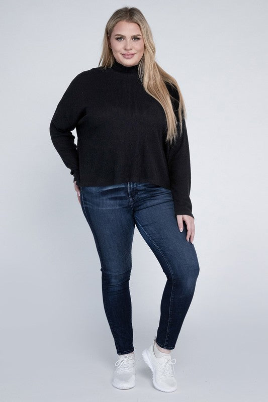 Plus Drop Shoulder Long Sleeve Top