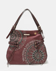 Nicole Lee USA Side Braided Tassel Inlaid Rhinestone Embroidery Hobo Bag