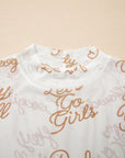 Western Mesh High Neck Long Sleeve Top