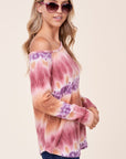 e Luna Cozy Tie Dye Print One Shoulder Top