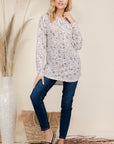 Celeste Full Size Drawstring Leopard Long Sleeve Hooded Blouse