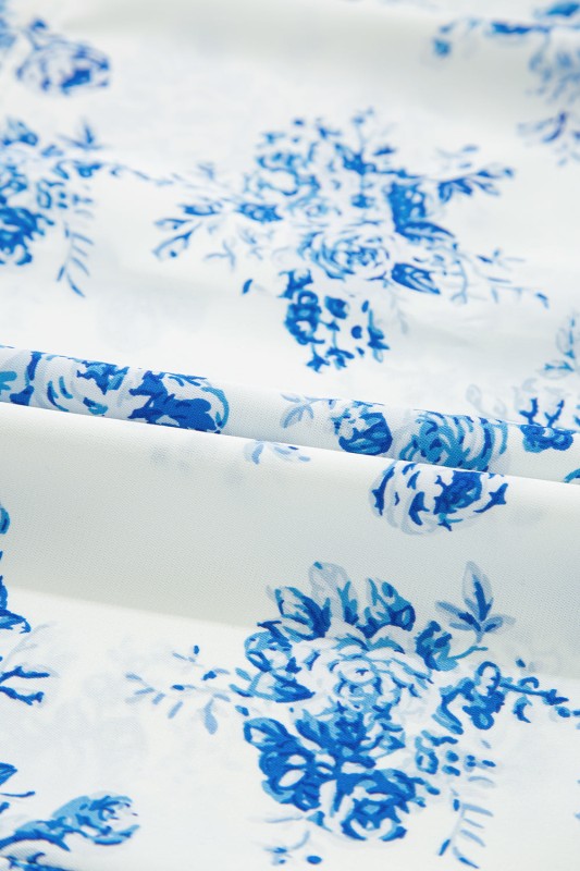 Floral Tiered Puff Sleeve Pleated Bust Shirt