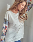 e Luna Solid Floral Mix Sweatshirt