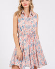 GeeGee Full Size Floral Eyelet Sleeveless Mini Dress