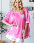 HOPELY Star Pattern Oversized Waffle T-Shirt